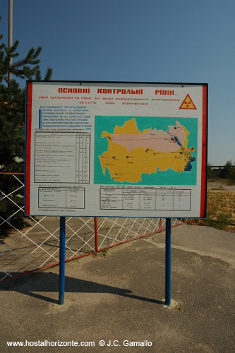 Mapa zona exclusion Chernobil. Kiev, Ucrania.